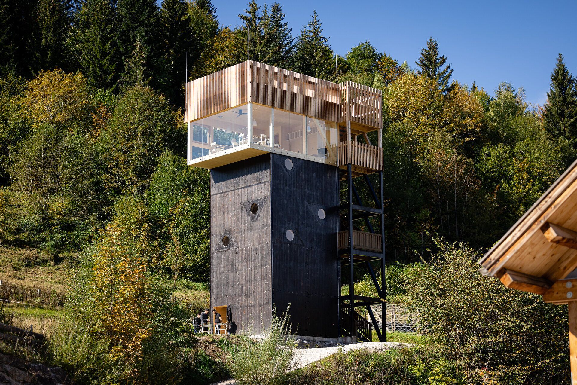 Der imposante Ötscher-Turm thront majestätisch über der malerischen Landschaft und bietet atemberaubende Ausblicke auf die umliegenden Wälder und Berge. Die klare Luft und die sanften Hügel laden dazu ein, die Natur in vollen Zügen zu genießen und unvergessliche Erinnerungen zu sammeln.