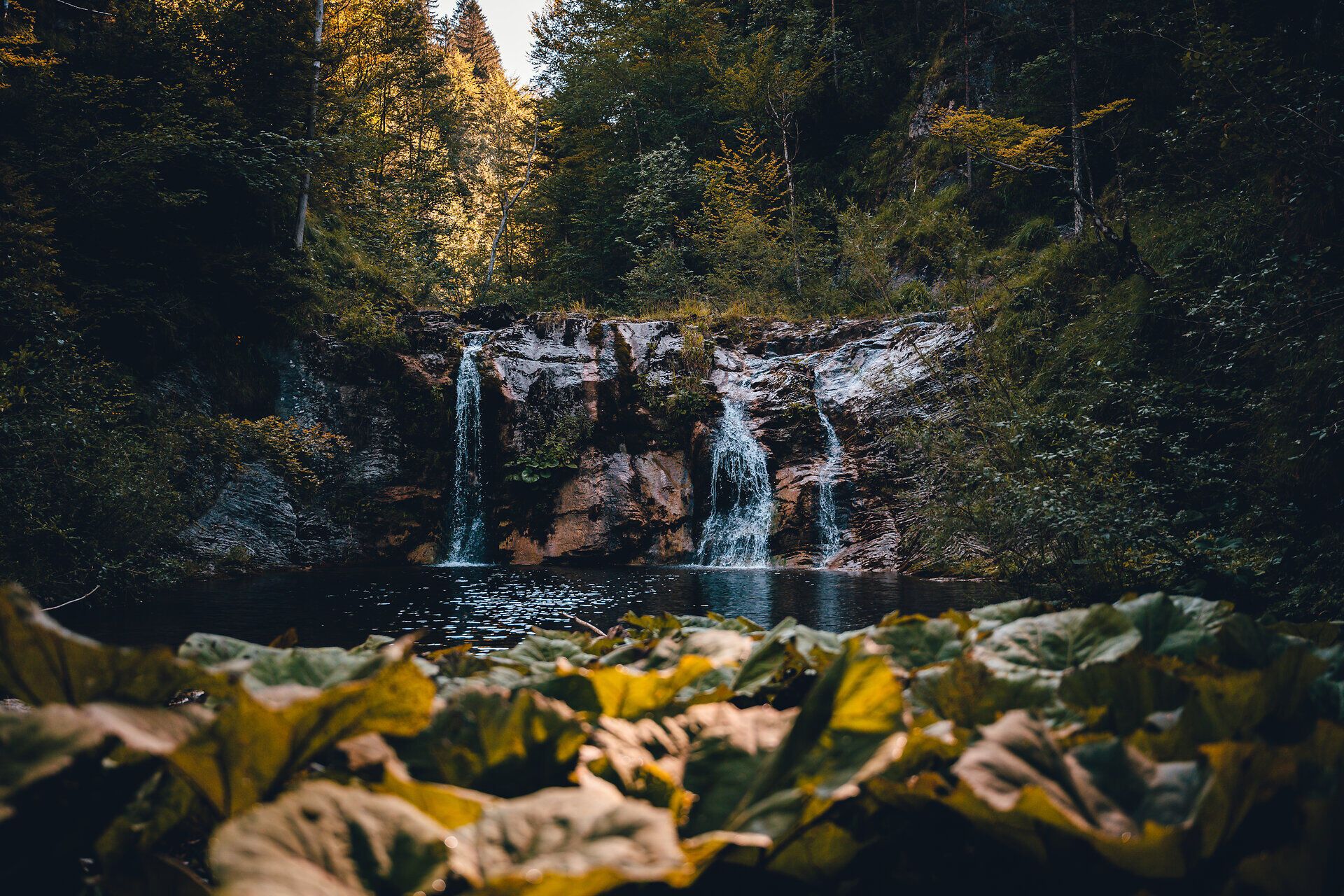 Die sanften Wasserfälle plätschern melodisch in das klare, tiefblaue Wasser des Sees, umgeben von üppigem Grün und majestätischen Bäumen. Ein Ort der Ruhe und Erholung, der die Seele mit seiner unberührten Natur verzaubert.