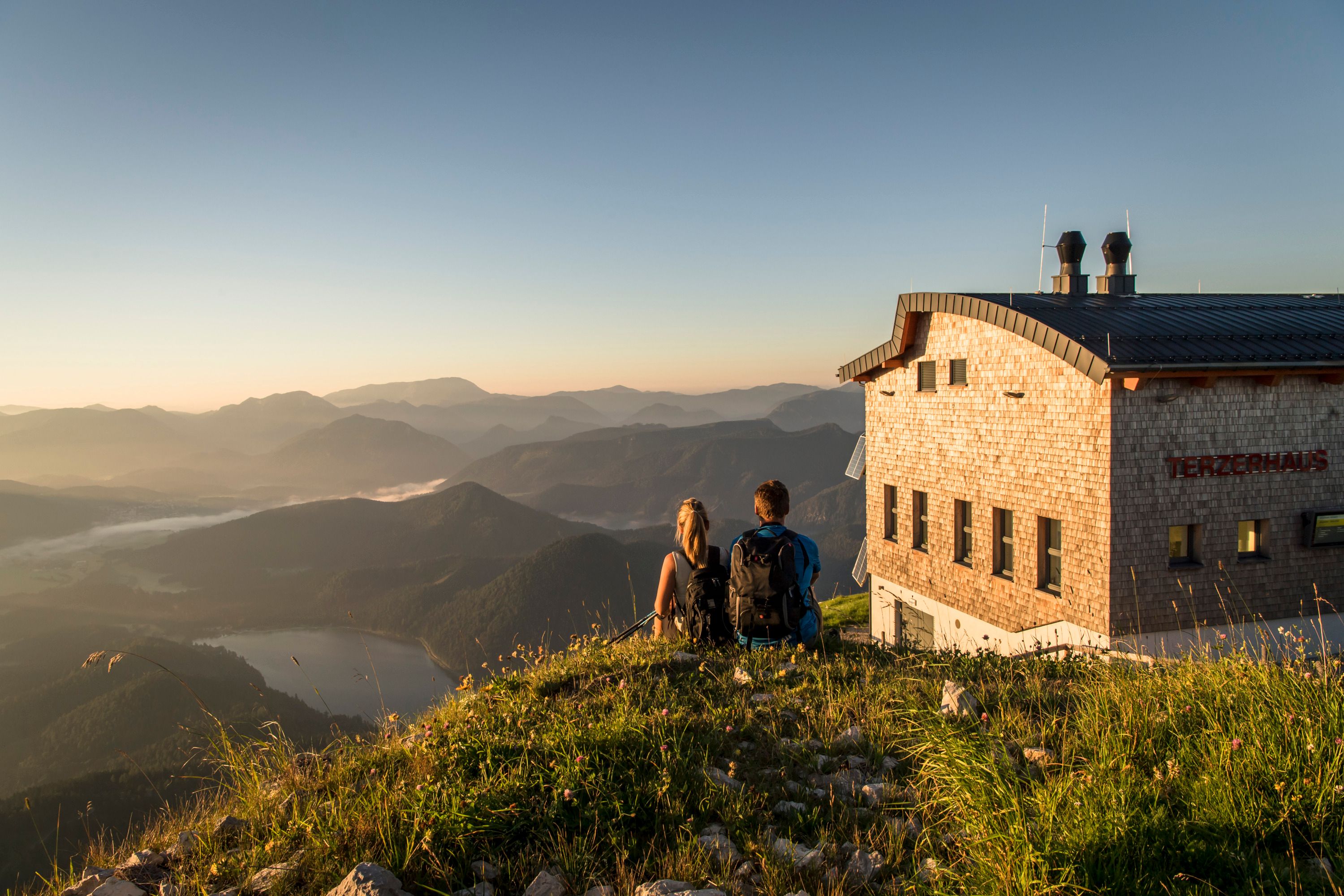 Legendary views of Lake Erlaufsee - from the Terzerhaus at the summit of the Gemeindealpe Mitterbach